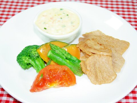 夏野菜と大豆のムニエル タルタルソース添え